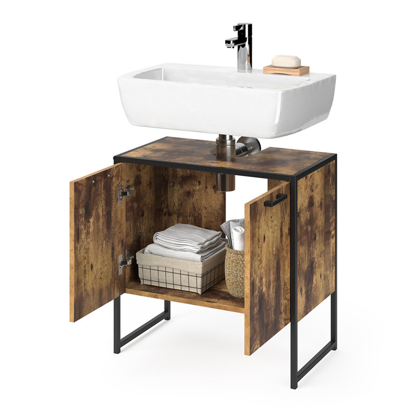 60Cm Free-Standing Single Bathroom Vanity Base Only, Antique Wood