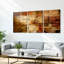 Ensemble de 3 tableaux sur toile à motifs abstraits d'horloges et de textures vintage-627044192
