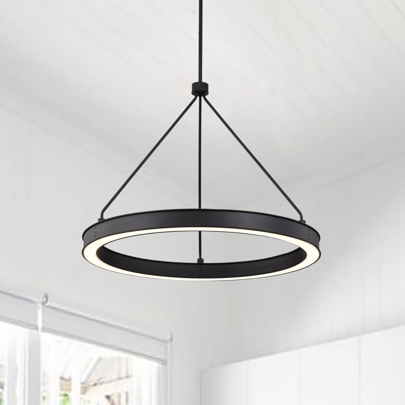 Keren - LED Pendant - Textured Black - Acrylic Lens, 59.38" H x 30" W x 30" D