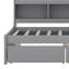 Lit de jour simple avec tiroirs, base de lit en bois massif avec bibliothèque en L, prises de courant et ports de charge USB-1835024767-1835024766