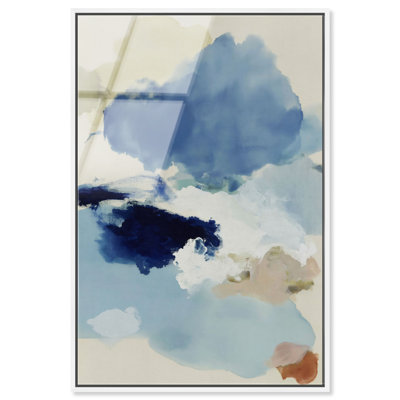 Sable et Mer I Impression acrylique encadrée Art abstrait côtier par Art Remedy, Cadre blanc, 16 x 24