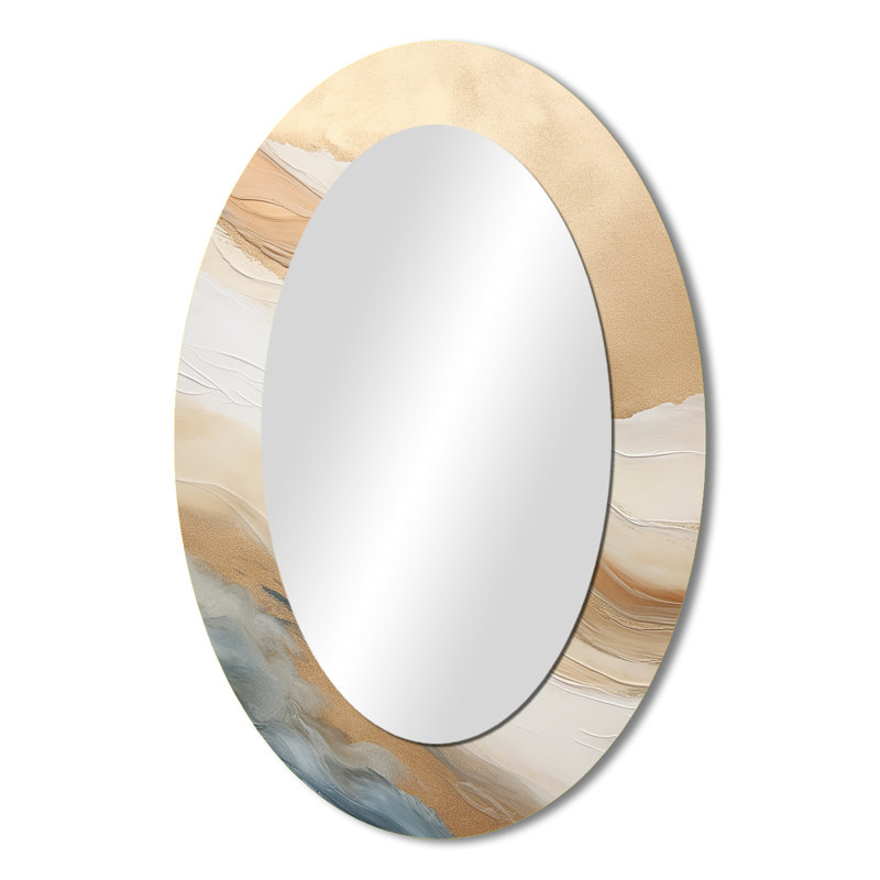 Miroir mural moderne beige et doré, 36 po x 24 po