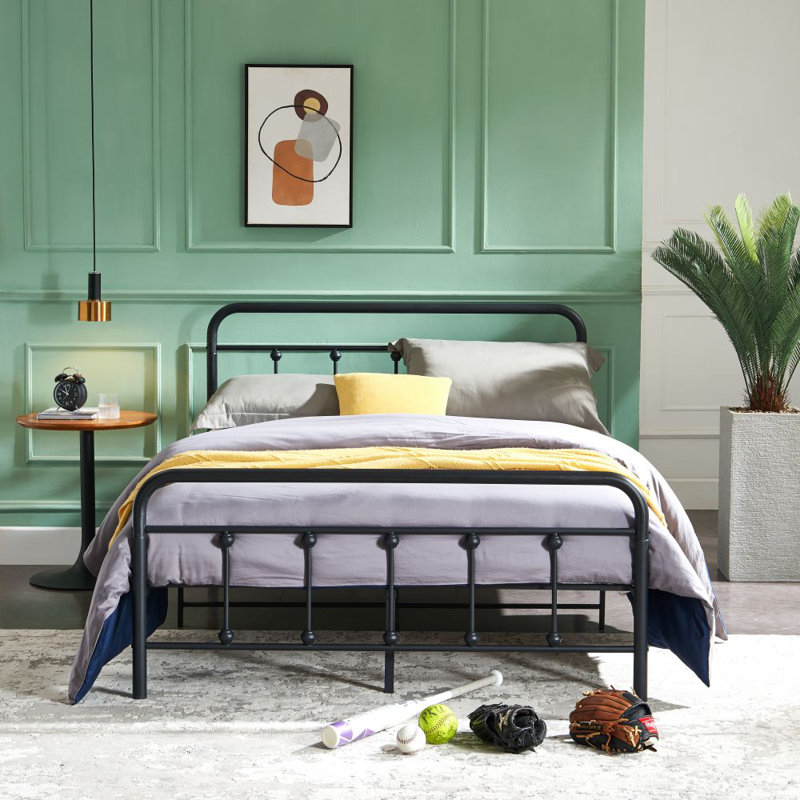 Gauvin Steel Platform Bed Frame, Double, Noir