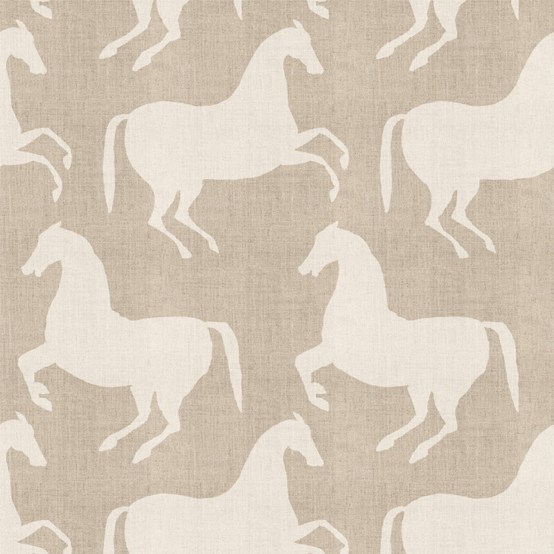 Horses 10' L x 24" W Wallpaper Roll, Raw Linen, Non-pasted, Paper