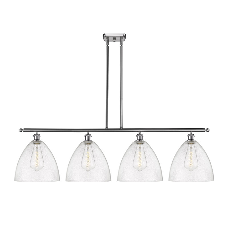 Luminaire suspendu linéaire à 4 lumières pour îlot de cuisine Ammaria, Ampoule non incluse, Nickel satiné brossé