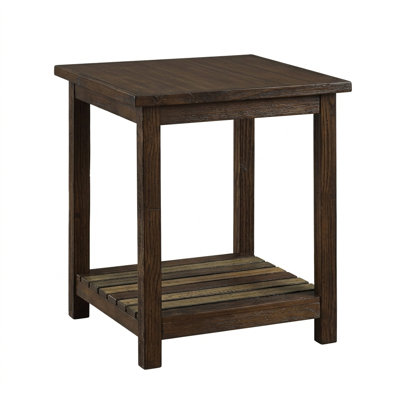 Althea 26 In. Brown Cherry Rectangular Wood Veneer End Table With Slatted Shelf
