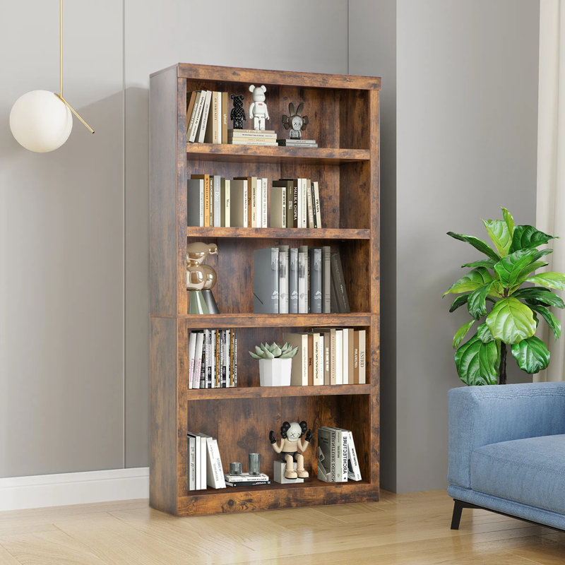 Étagère à livres Bibliothèque à 5 niveaux Étagère de rangement sur pied pour bibliothèque de salon, l 35,2 po x P 13,2 po x H 69,9 po