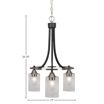Lustre 3 lumières avec verre 4 "Paramount