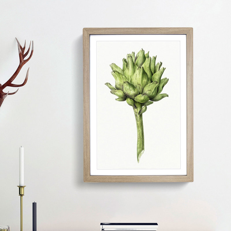 An Artichoke by Jean Bernard - Single Picture Frame Painting, 63cm H x 45cm W x 2cm D, Oak Framed
