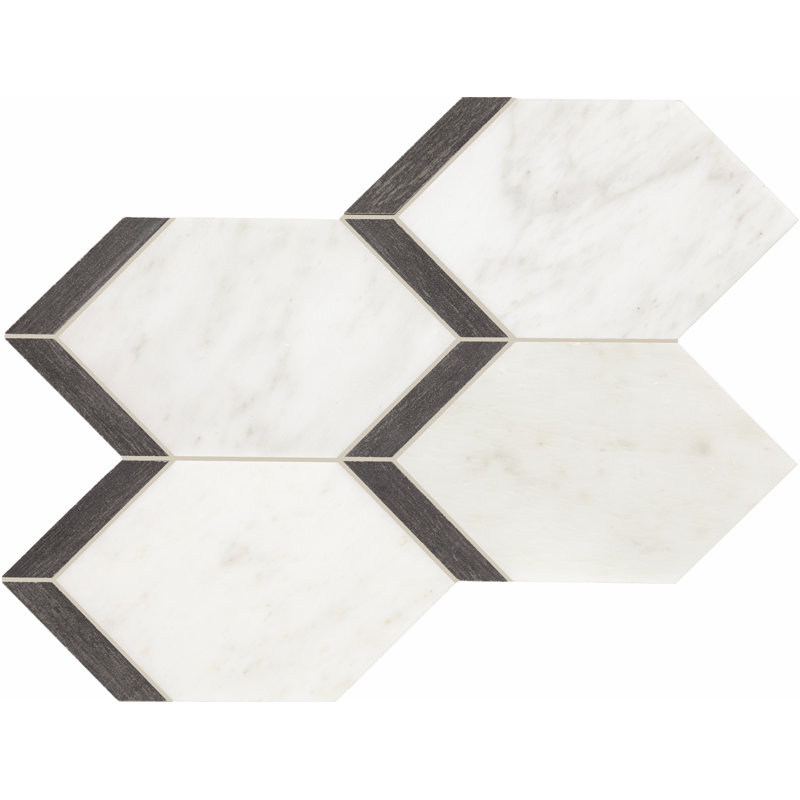 13" x 17" Natural Stone Mosaic Tile, Midnight Gray/White