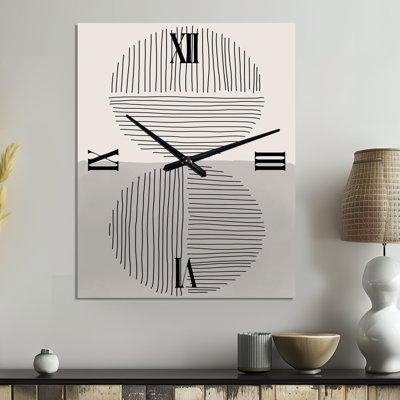 Minimal Geometric Lines And Circle VI - Abstract Metal Wall Clock