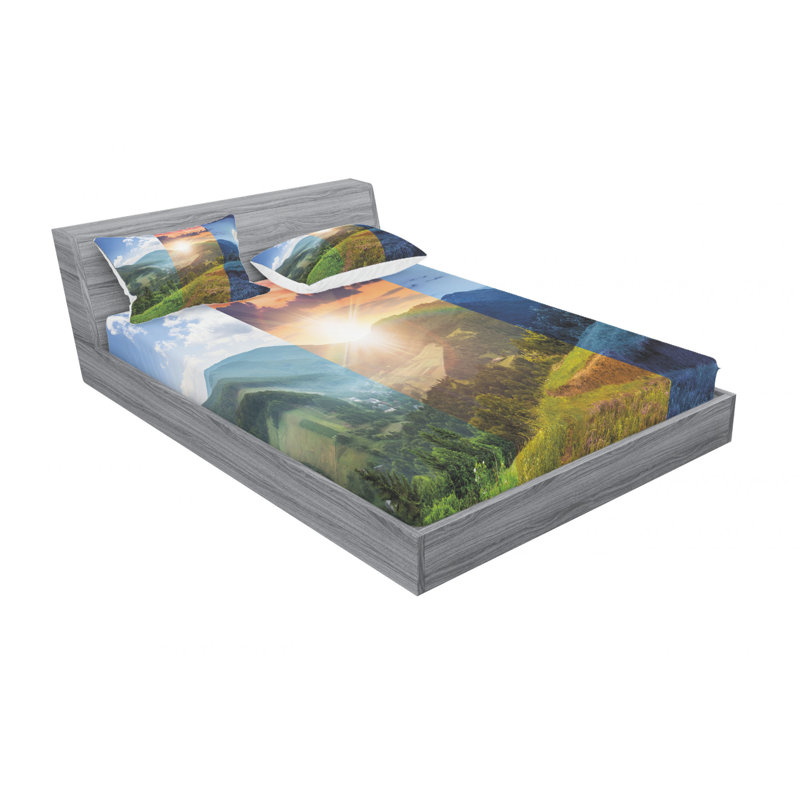 Ensemble de draps Foggy Mountain Forest, Ensemble de draps grand lit + 2 taies d'oreiller