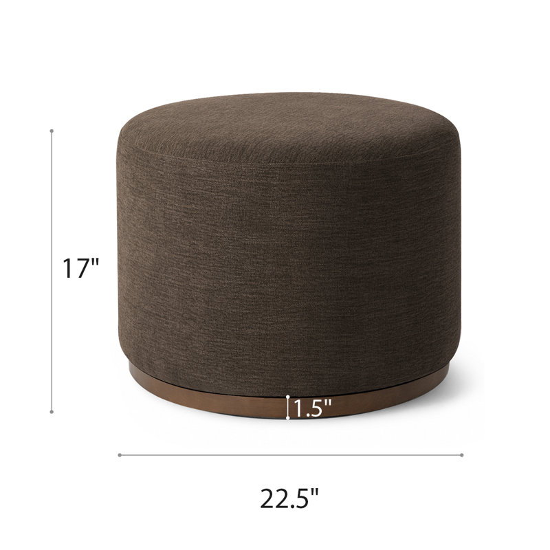 Pouf pivotant rembourré 22,5 po, Brun