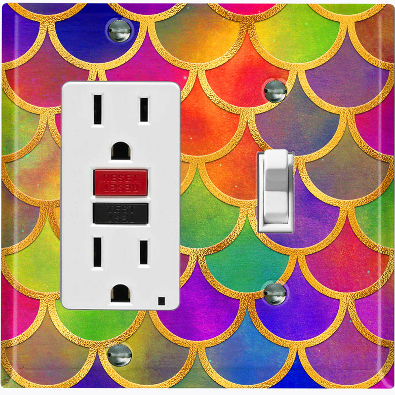 Plaque murale 2 bandes Mermaid, Orange / mauve / vert
