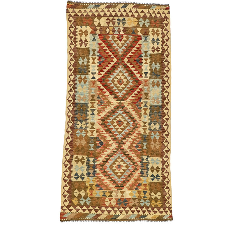 Tapis de zone noué la beige 3 pi 3 po x 6 pi 7 po one-of-kind Doorfield