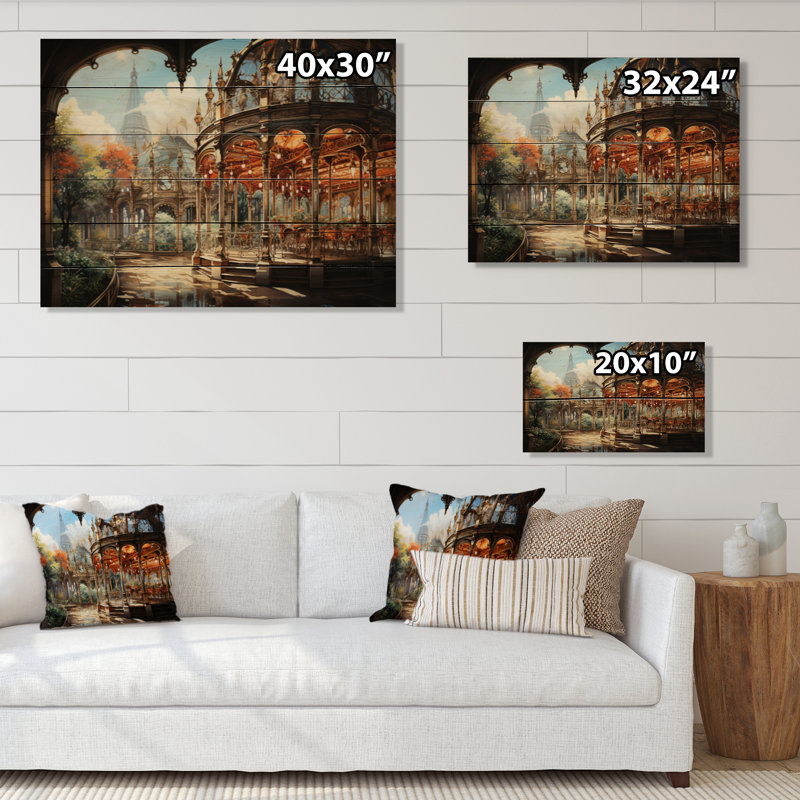 Lashure Carousel Whimsical Delight II sur impression sur bois, H 10 po x l 20 po x P 0,78 po