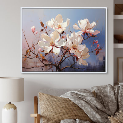 " White Blue Magnolias Romantic Impression "