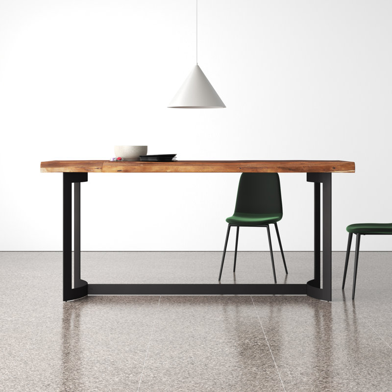 Burnell Acacia Solid Wood Top Metal Base Dining Table