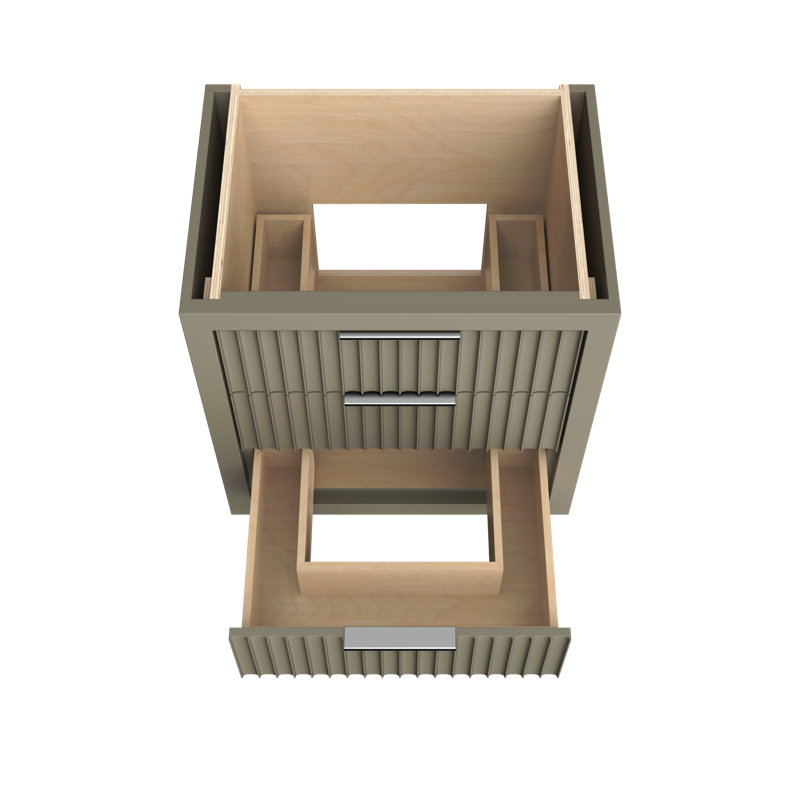 Lecrieú Three-Drawer Single Bath Vanity, 30", French Olive, Polished Chrome