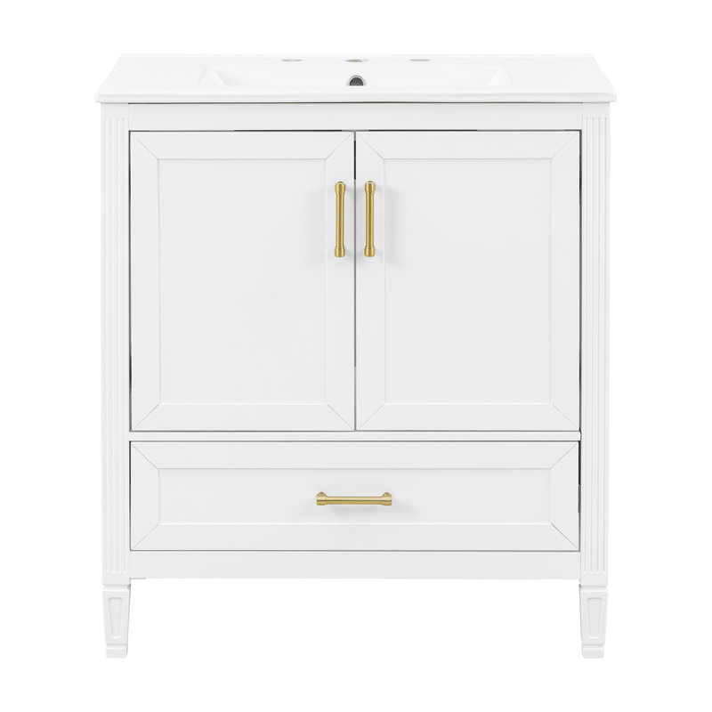 Meuble-lavabo 30 po avec lavabo en céramique Farmhouse, Blanc
