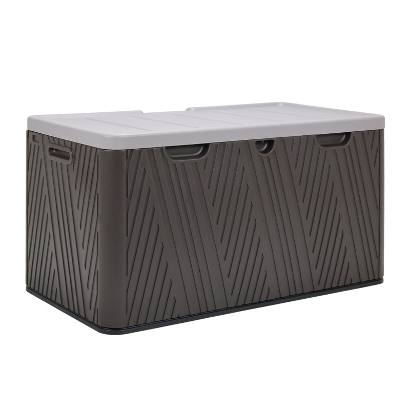 Aoodor 85 Gallon Water Resistant Plastic Lockable Deck Box, Brown