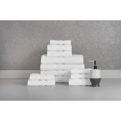 Bibb Home 12 Piece Egyptian-Quality Cotton Towel Set