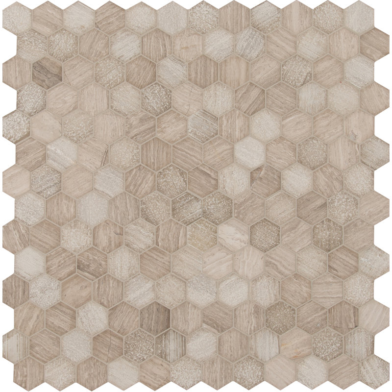 Tivoli Sand Honeycomb 12 in. x 12 in. Marble Mosaic Floor and Wall Tile