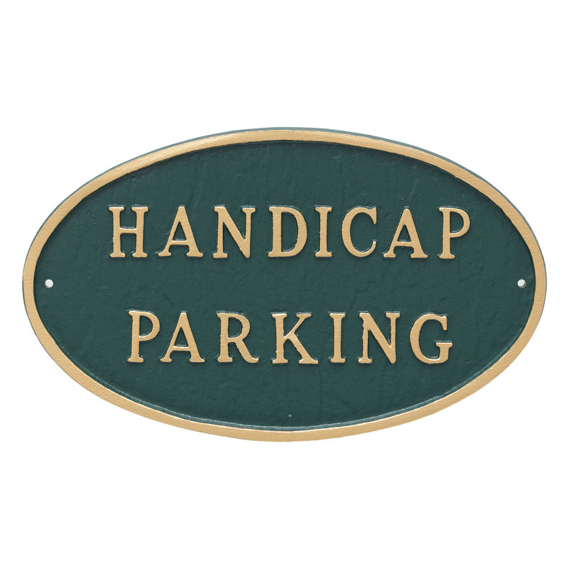 Handicap Parking Statement Garden Plaque, Hunter Green/Gold, 6" H x 9" W x 0.25" D