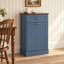 Meuble de poubelle basculant de style champêtre avec tiroir de rangement, en bois, d'une capacité de 38 litres (10 gallons), idéal pour la cuisine et la buanderie - Bleu/Une porte-106451143-136026422