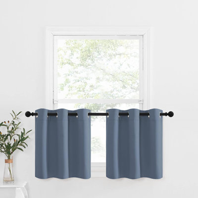 NICETOWN Blackout Small Window Valances, Rustic Farmhouse Curtains Grommet Top Thermal Insulated Window Drapes for Kitchen/Bathroom/Basement, 2 Panels.