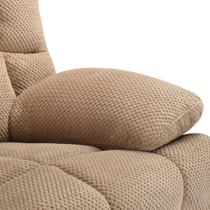 Fauteuil inclinable rembourré de 40,1 po de largeur Catherne, Velours clair clair chameau