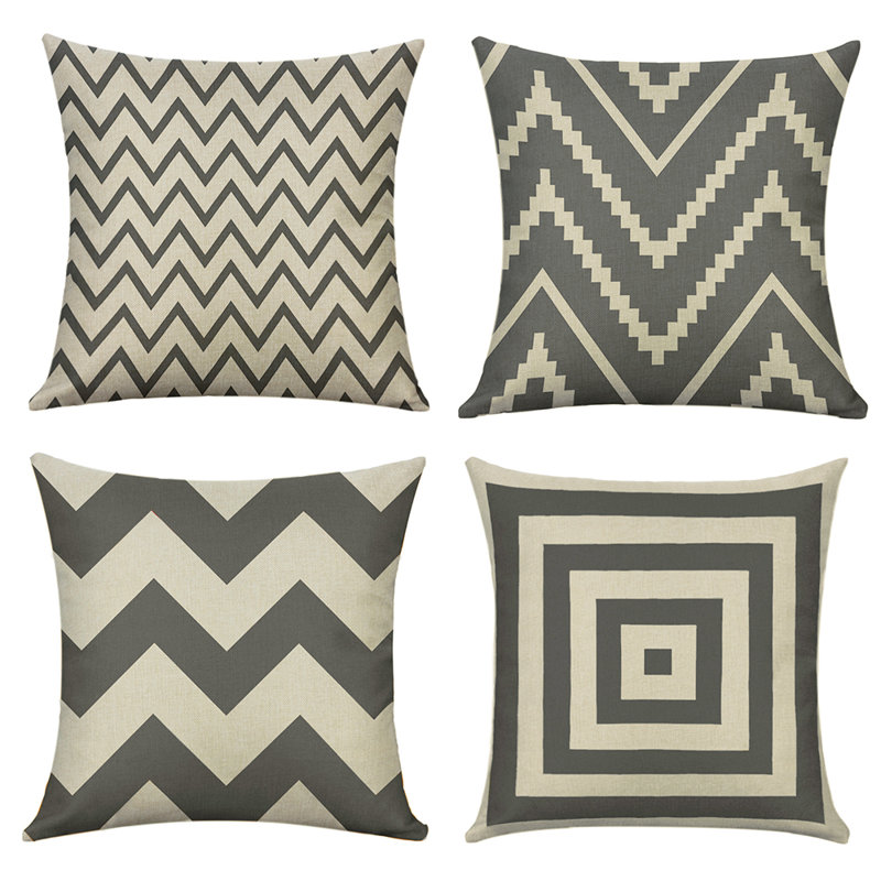  Housse de coussin carré et insert, Gris, 18 po x 18 po