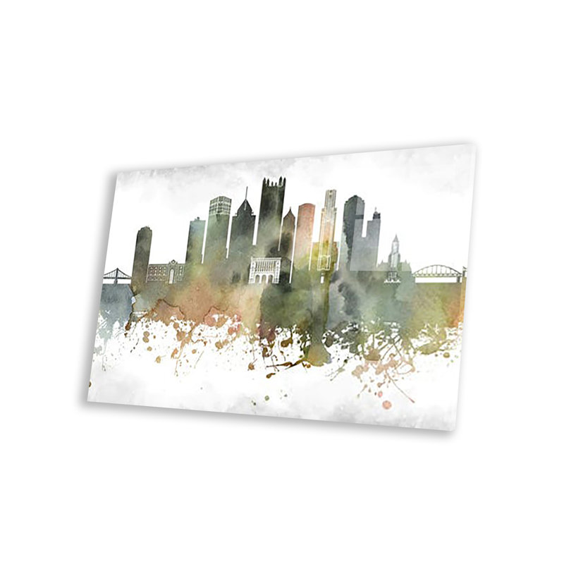 Impression d'horizon de Pittsburgh sur verre acrylique, H 24 po x l 16 po x P 0,25 po