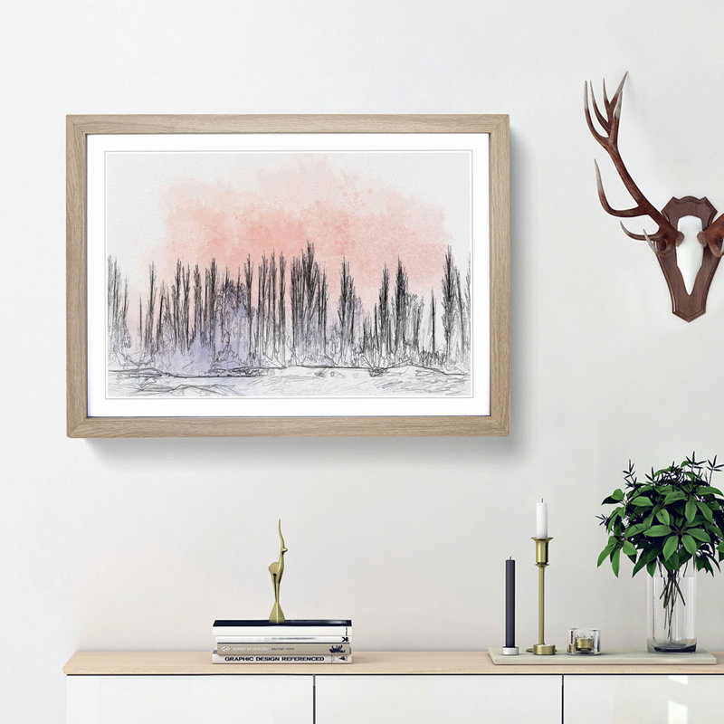 A Winter Forest in Abstract - Picture Frame Graphic Art Print, 36cm H x 48cm W x 2cm D, Oak Framed