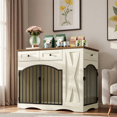 Meuble de rangement pour chien de ferme avec 3 tiroirs et mangeoire amovible