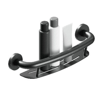 PLUS Shampoo Shelf 16" in Matte Black, Decorative Grab Bar with Shelf (500 lb. Capacity)