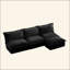 Canapé modulaire rembourré sans accoudoirs à 3 places avec repose-pieds réversible, canapé modulaire sans accoudoirs, tissu chenille
