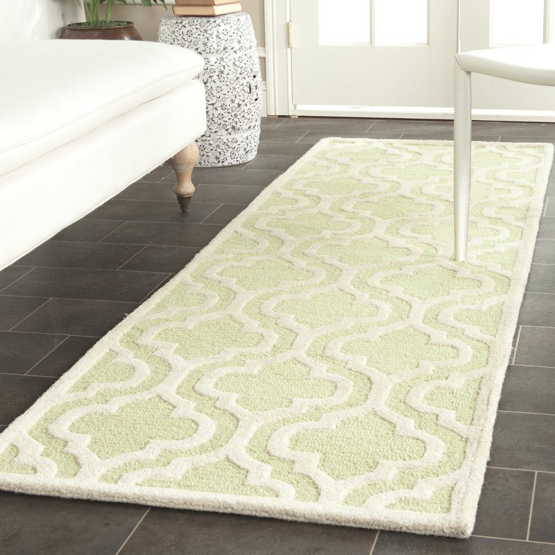 Noble Geometric Wool Hand Woven Area Rug, Runner 76 x 244 cm