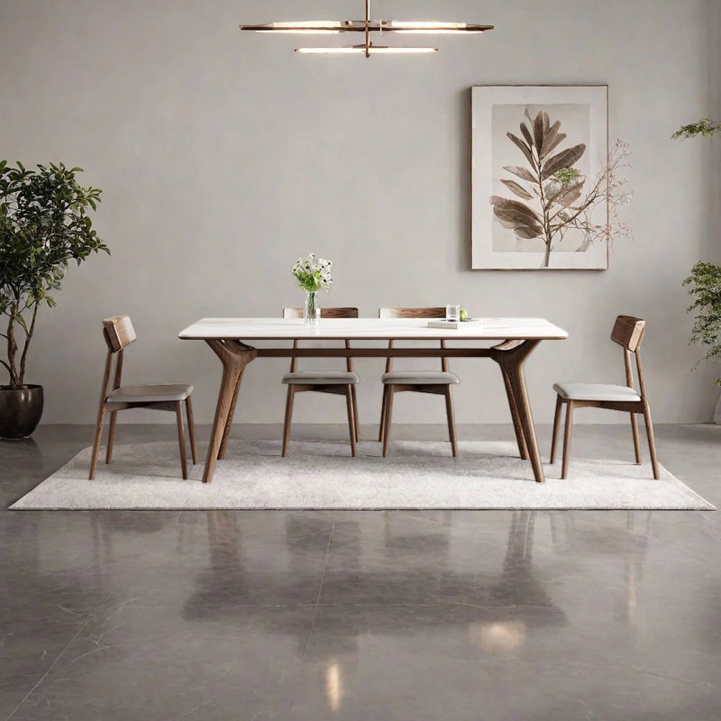 Table de salle à manger rectangulaire italienne, H 29,53 po x L 62,99 po x l 31,5 po, Brun