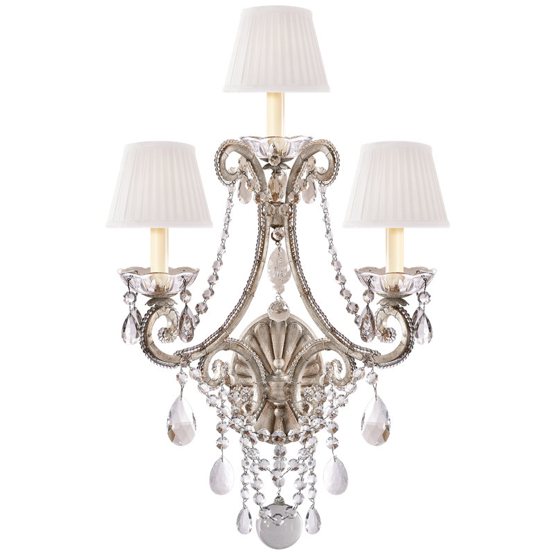 Adrianna 3 - Light Candle Wall Light, Antique Silver Leaf