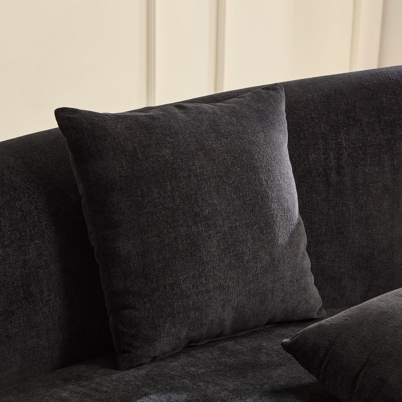 Canapé moderne courbé noir avec motif en cœur, tissu en polyester, pour le salon et le bureau