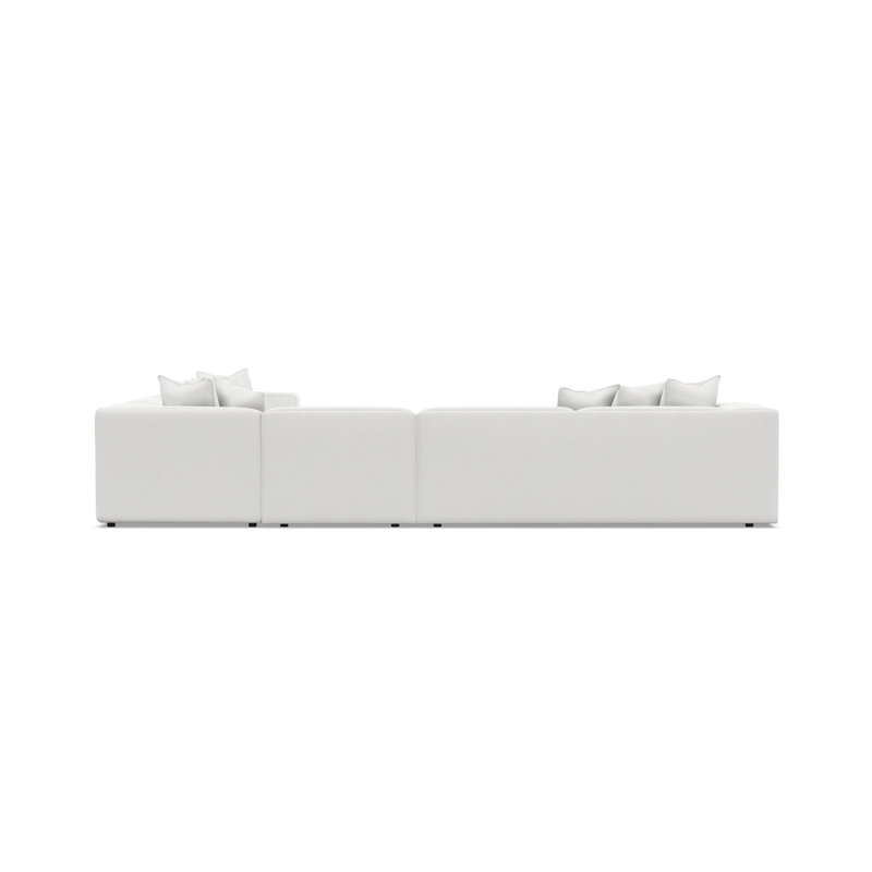 Bliss Sectional, White Polyester Blend, 28" H x 160.5" W x 123.5" D
