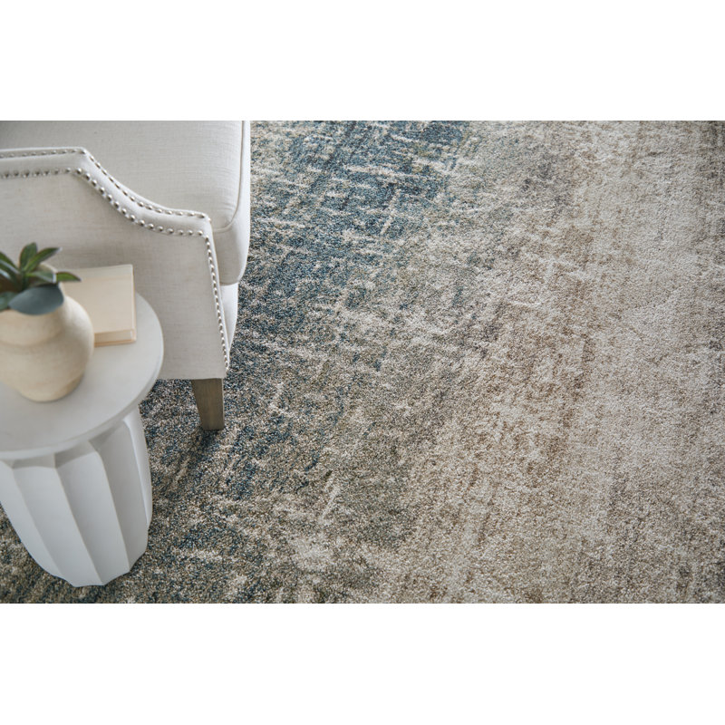 Alexzander Modern Abstract Ivory Area Rug, Rectangle 5' x 7'6"
