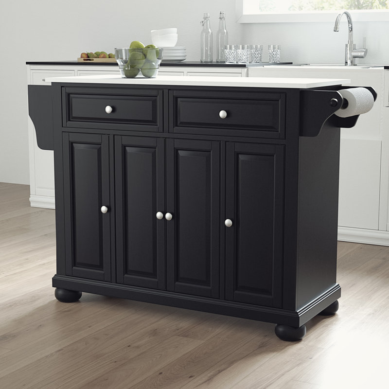 Îlot de cuisine avec plateau en granite Berry, Noir