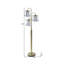 Lampe candélabre 63 po à trois lumières dorée avec abat-jour en faux cristal transparent