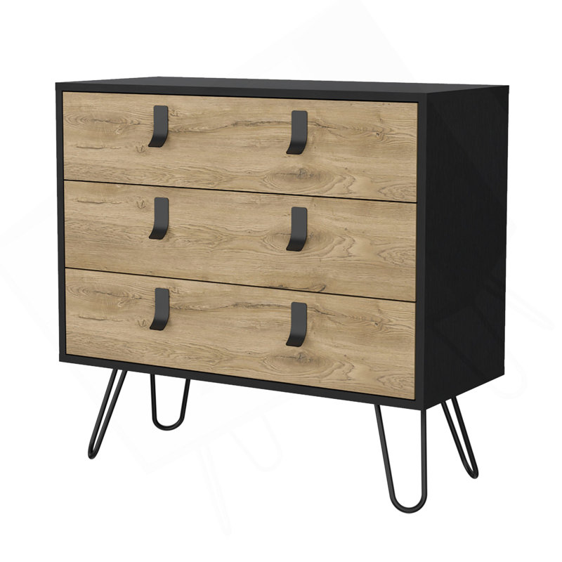 Commode 3 tiroirs Wengé et Macadamia, Wengé