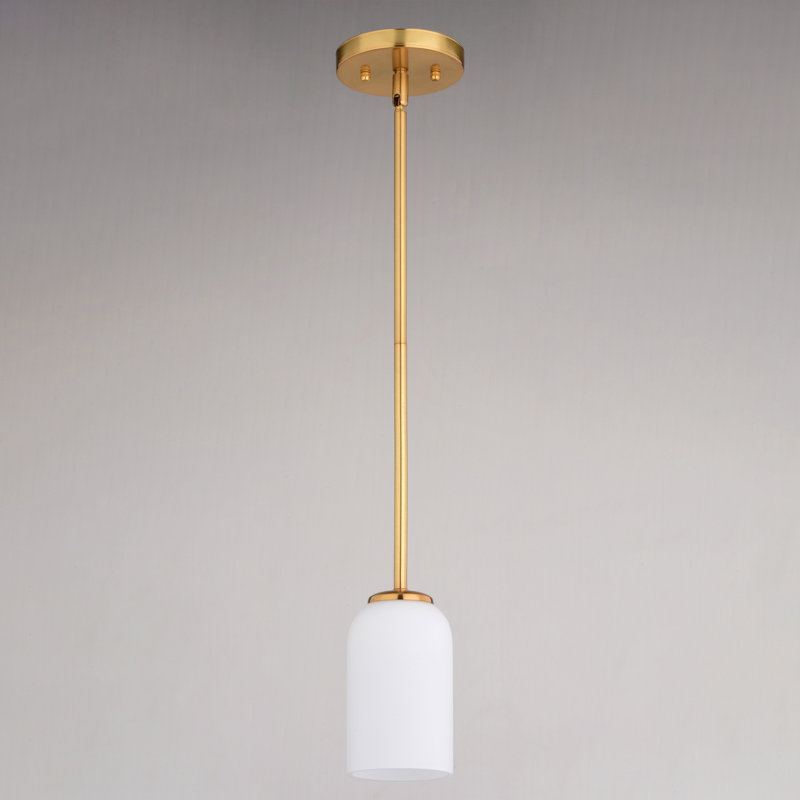 Shelby Natural Brass Mini Pendant Light with White Glass Shade