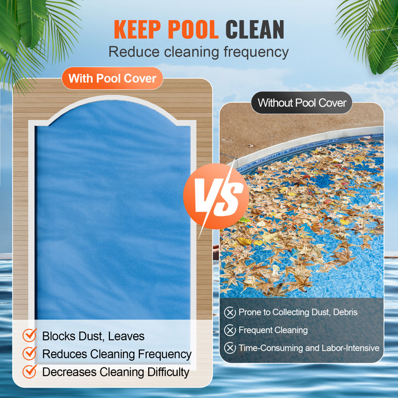 VEVOR Blue Rectangular 24x12 ft Solar Pool Cover Blanket