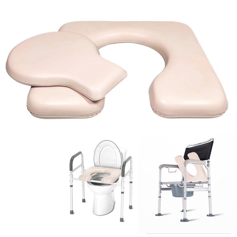 PU Commode Seat Cushion with Sponge Padded, U Shape Waterproof Soft Pad, Suitable for Bedside Commode Chairs, Raised Toilet Seats