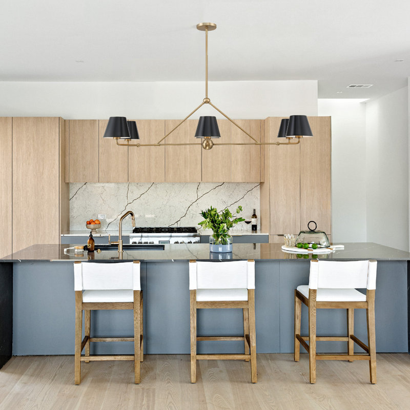 Kinston 6 - Light Dimmable Modern Linear Chandelier, Gold